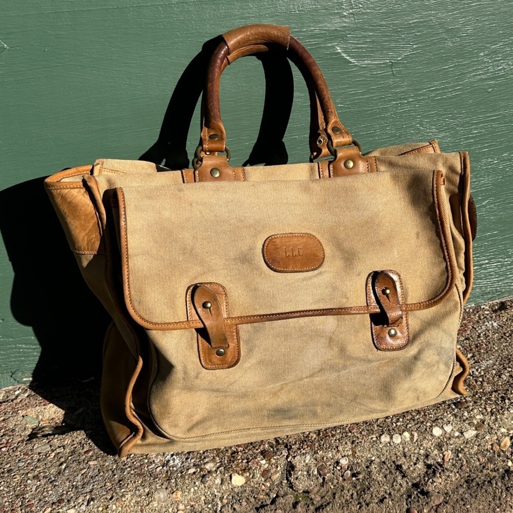 Vintage Ghurka Highlander Heritage Luxury Canvas Leather Overnight Bag Talon USA
